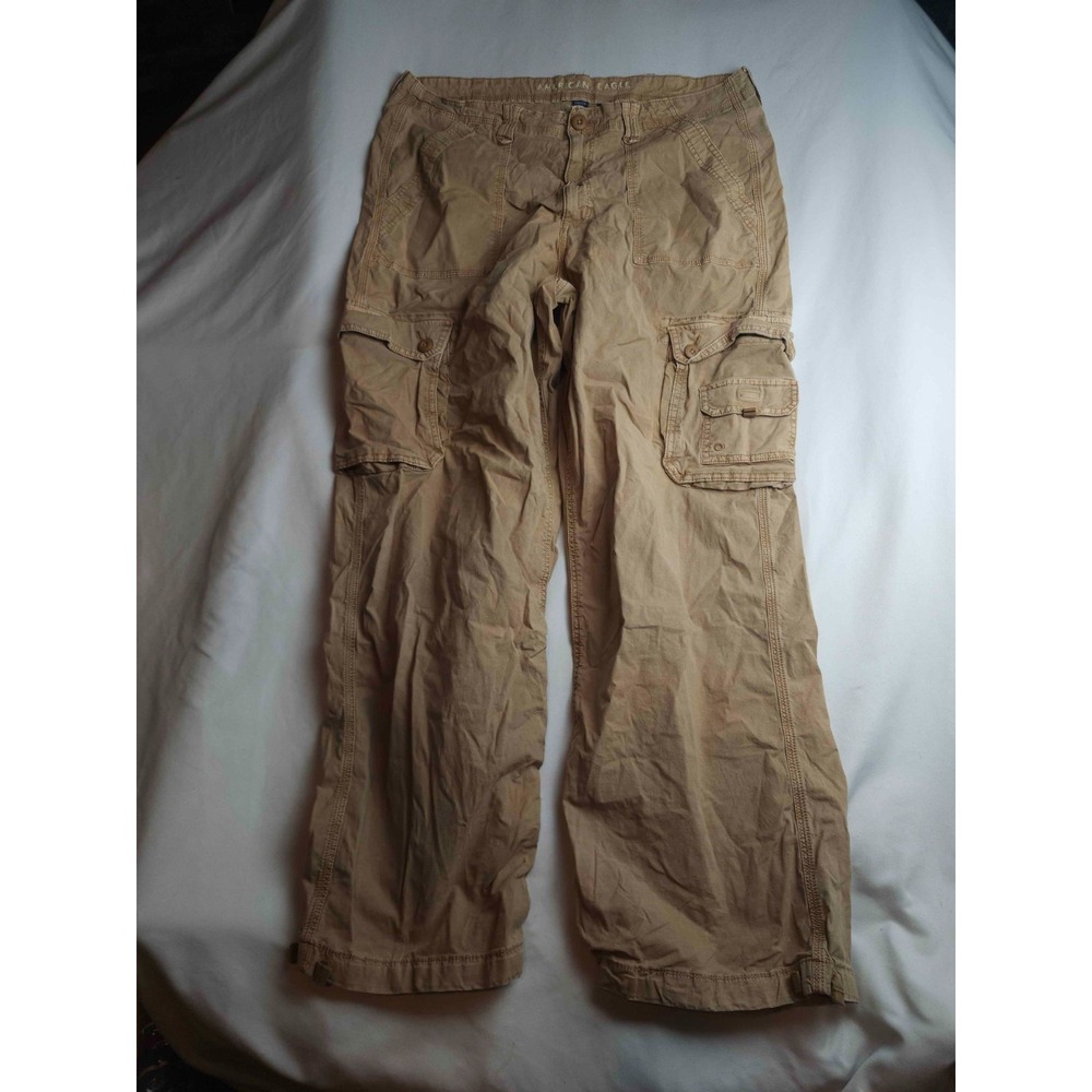 American Eagle AE Utility Pants Womens Size 18 Khaki Twill Cargo Pockets Stretch